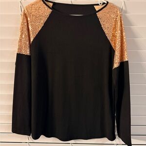 Black and Gold Sequin Women's Top
